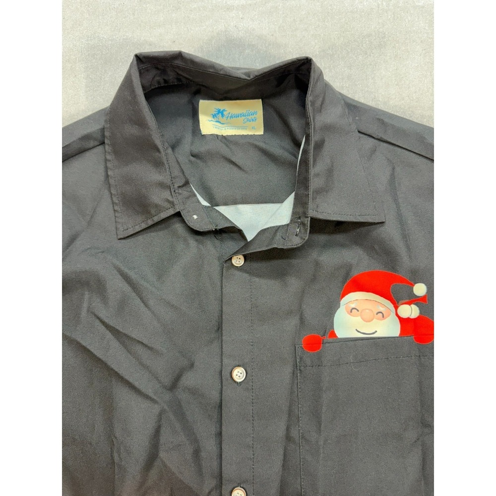 Unbranded Santa Clause Hawaiian Shirt Size XL Black Red - Picture 6 of 9